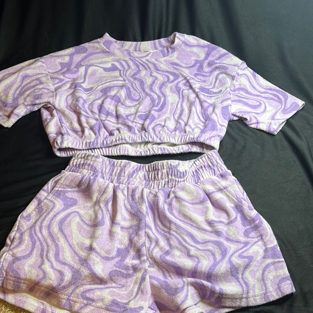 Pattern terry cloth 2pc matching set